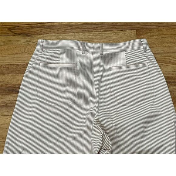 Lafayette 148 Women's 10 Brown Pant Cotton Cropped Striped Wide Leg Boho Culotte - Picture 4 of 11